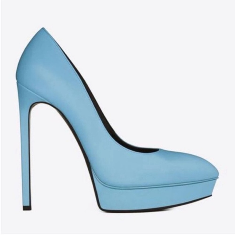 SAINT LAURENT Janis Platform Pump Glacier Baby Blue Size 36.5 - Picture 1 of 12